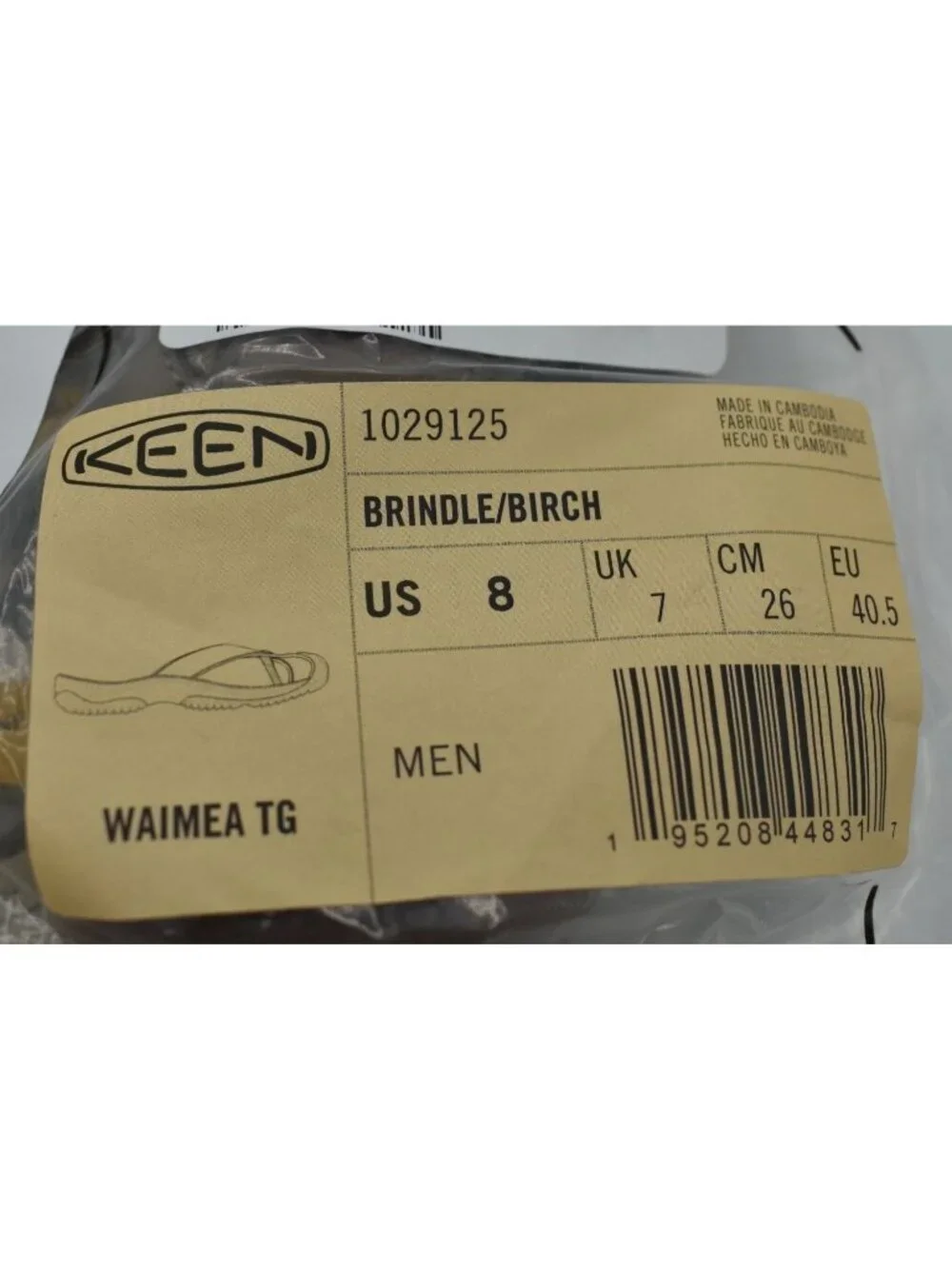 Keen Mens‎ Size 8 Waimea TG Toe Guard Brindle Birch Leather Flip Flops Sandals